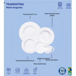  Jogo De Jantar 20 Peças Tramontina Maria Augusta Em Porcelana